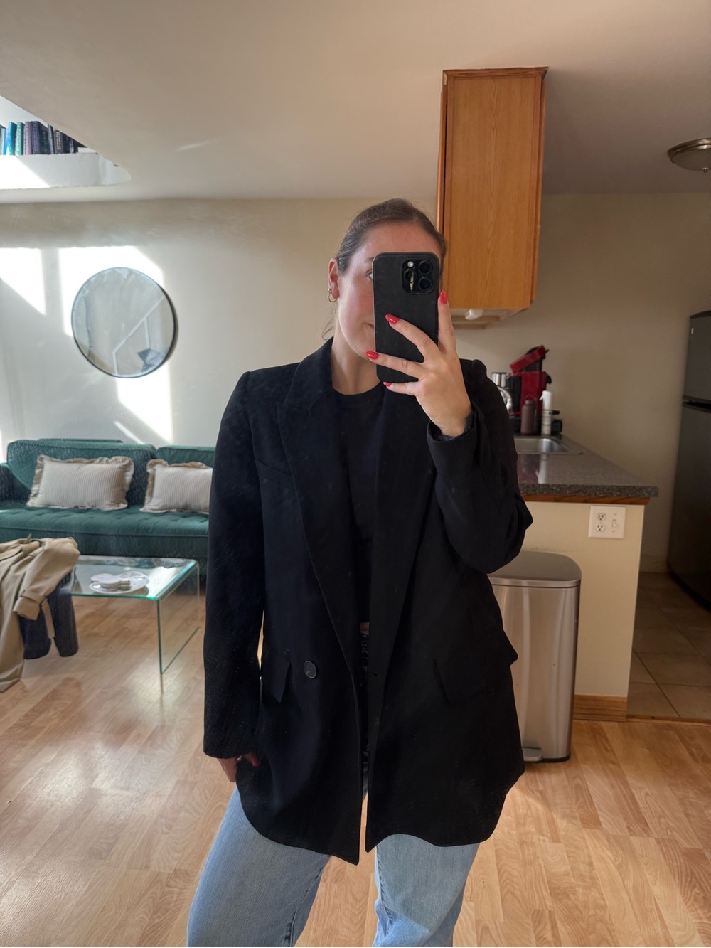 Zara Black Oversized Single-Button Blazer